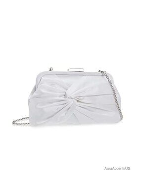 Satin Pleated Knot Evening Clutch Dressy Formal Handbag